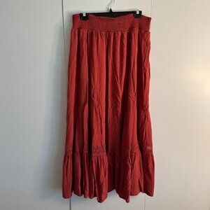 NWT Torrid Midi Rusty Orange Skirt with Elastic Waist